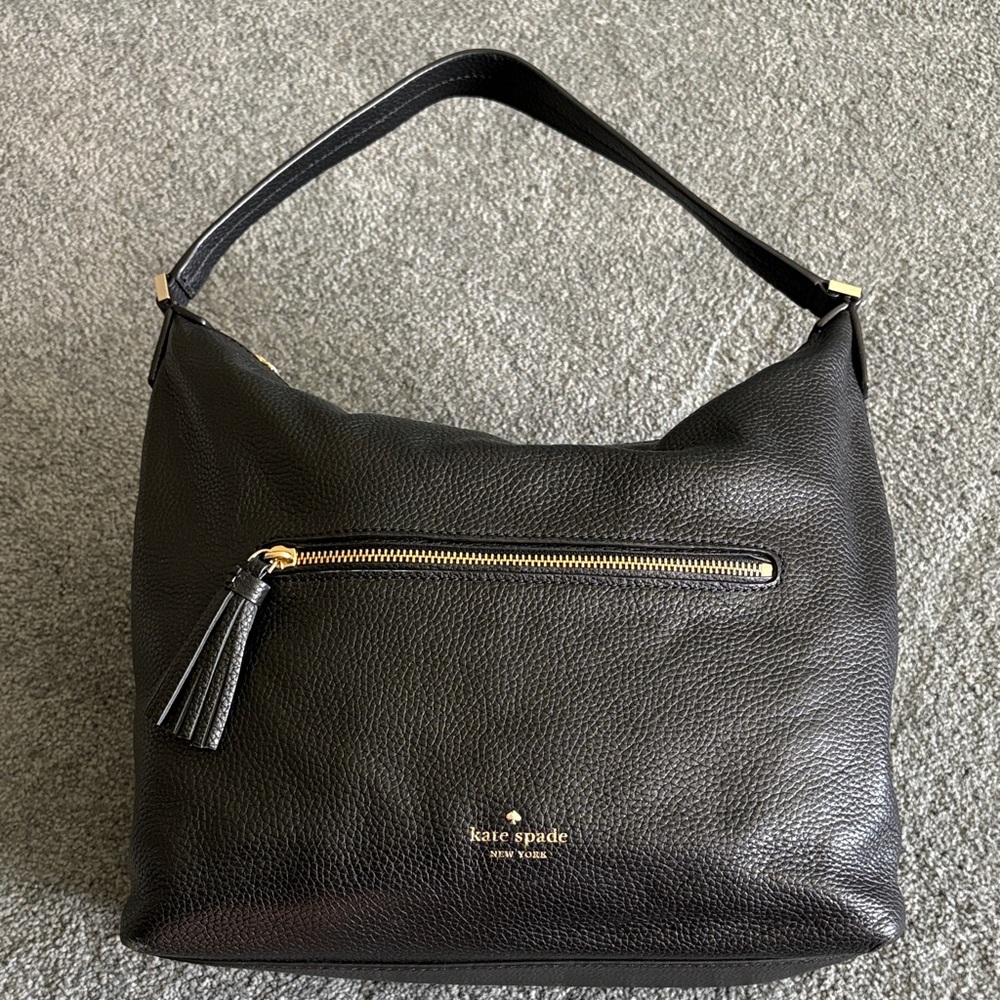 Kate Spade Black Pebbled Leather Hobo Bag